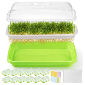 FELISTORY 12-pack sprouter trays with lid for soil-free indoor germination