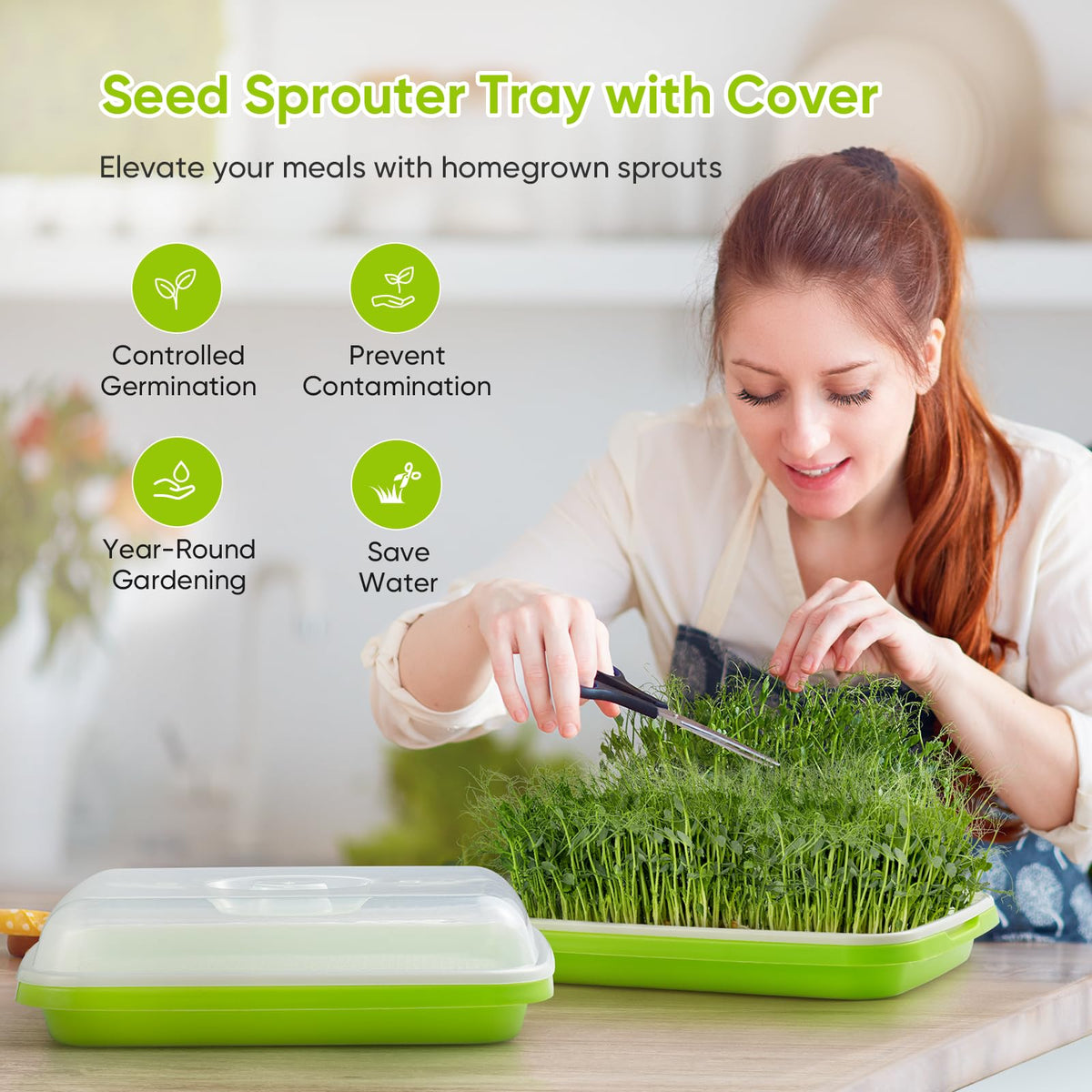 FELISTORY sprouter trays double-layer design for growth monitoring and less watering
