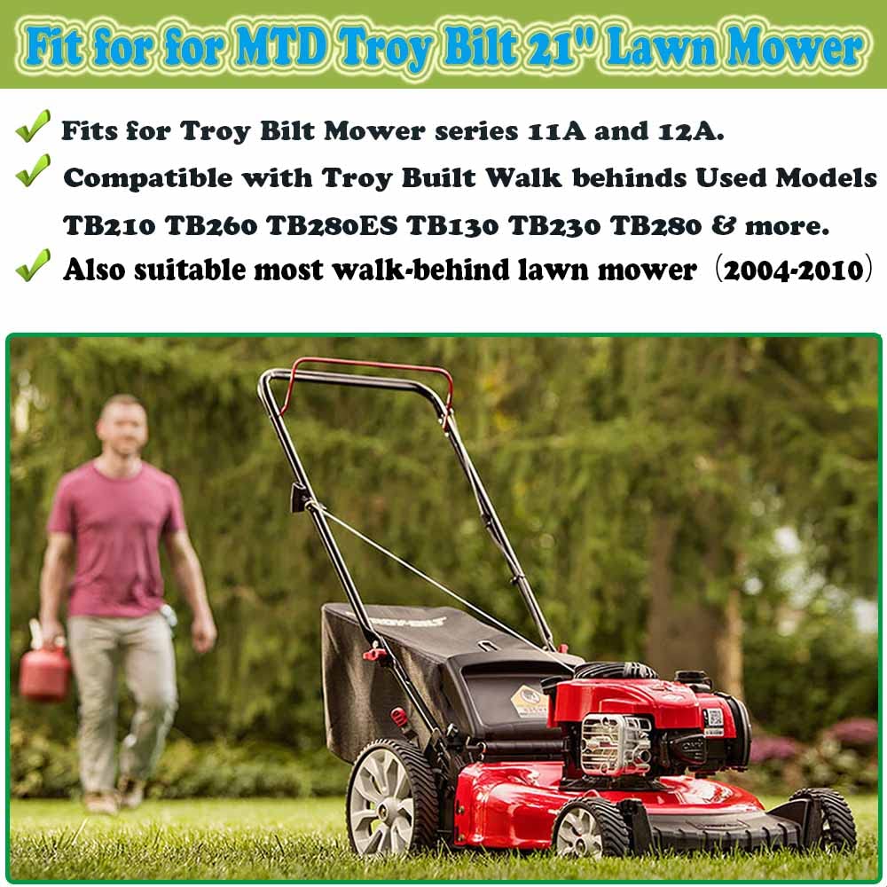 FELHOOD 21-inch lawn mower bag ready to collect clippings.
