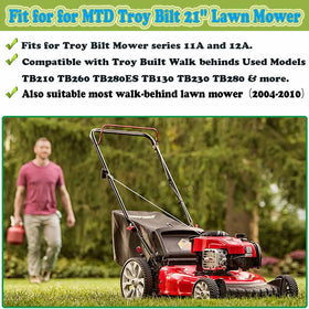 FELHOOD 21-inch lawn mower bag ready to collect clippings.