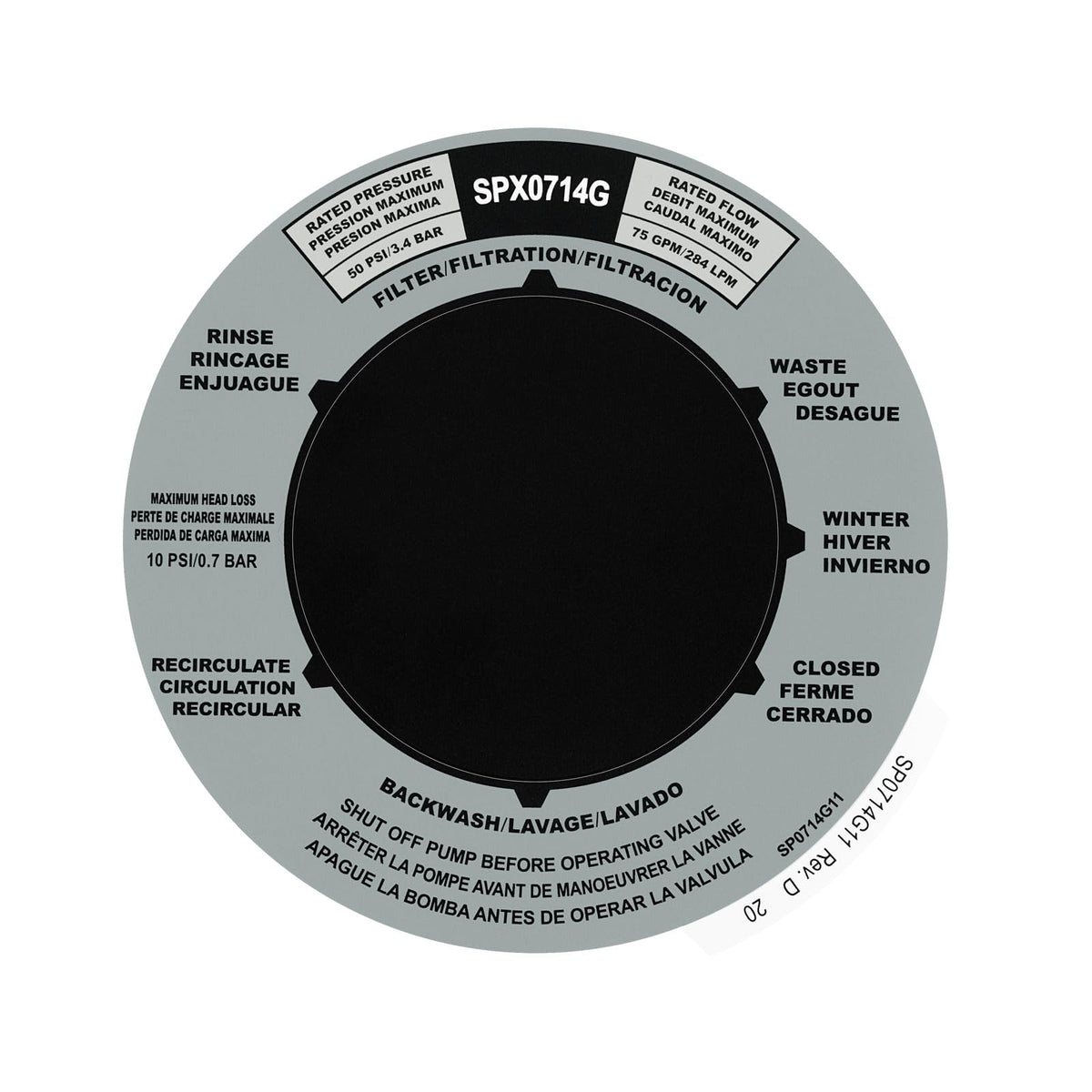Hayward Vari-Flo compatible label from FELHOOD for multiport valves