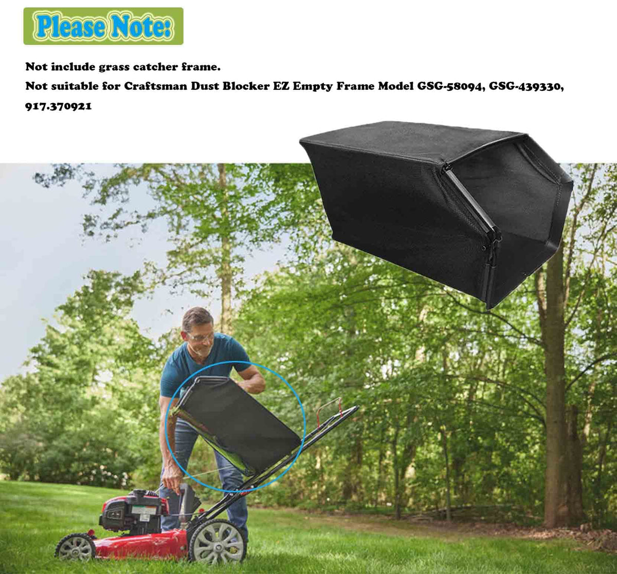 Under-deck grass collection with FELHOOD bag for tidy mowing.