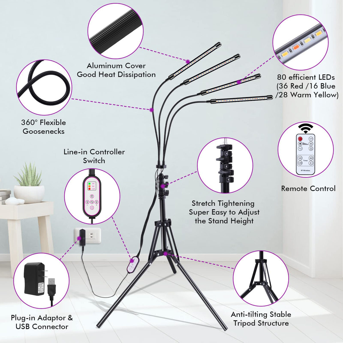 Felibeaco 10 level dimmable brightness for plant needs