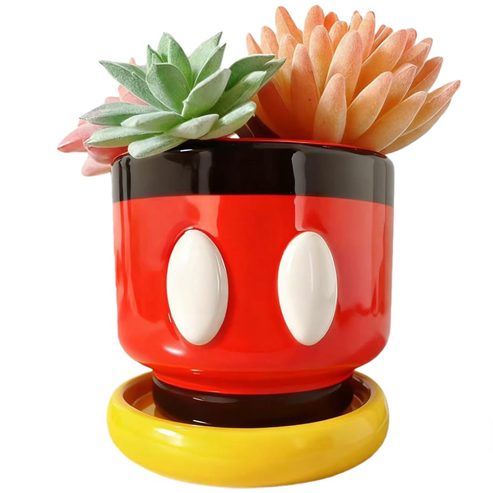 FelyHos cute cartoon mouse planter in resin adds whimsical desk charm.