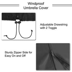 Femuar cover sized for 7ft to 10ft umbrellas in a versatile fit
