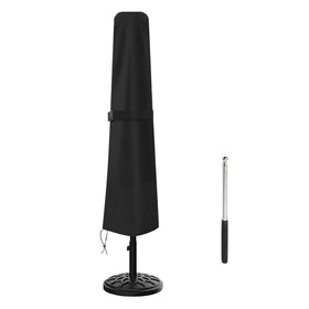 Femuar umbrella cover in waterproof 600D Oxford fabric shielding a patio umbrella from rain