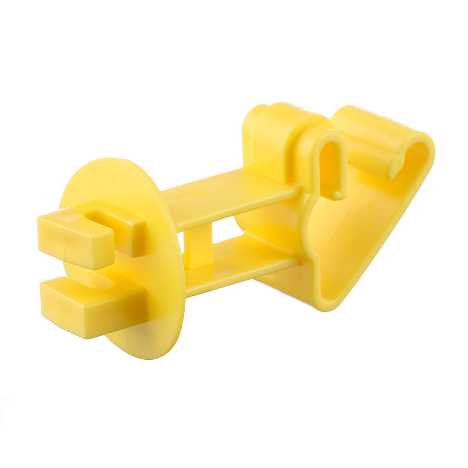Fence Shock yellow snug-fitting T-post insulator with 25-pack for quick fencing setup.
