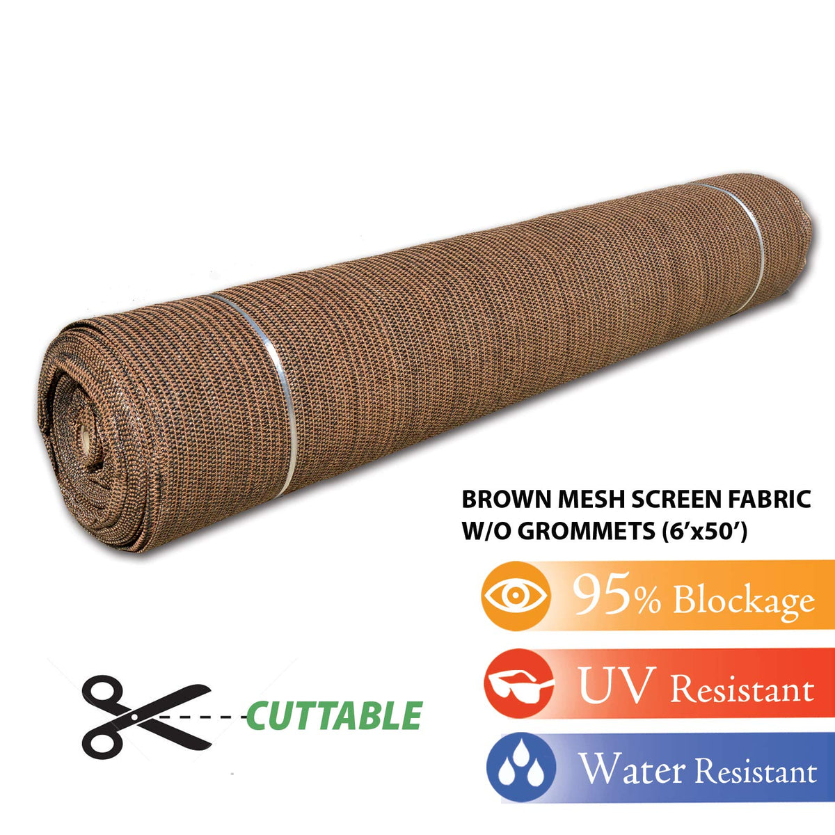 Fence4ever brown shade fabric roll installed on gazebo demonstrates easy fit and coverage
