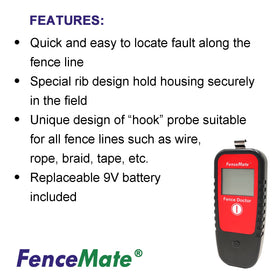 FenceMate LCD display highlights voltage, current, and direction readings for quick fault localization.