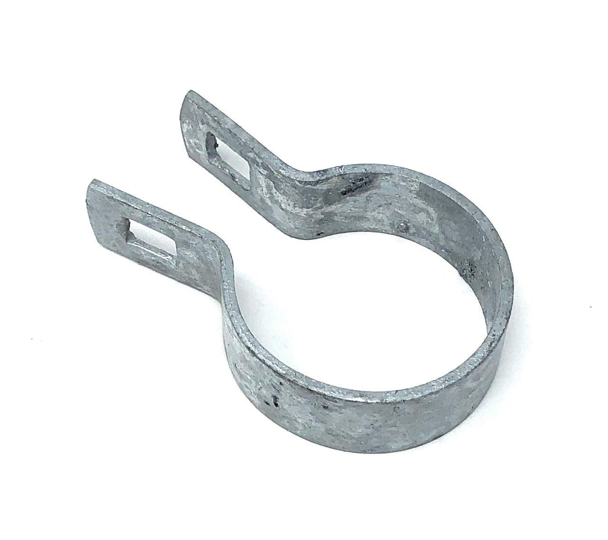 Close-up of hot-dipped galvanized finish on a FENCESMART4U brace band resisting rust.