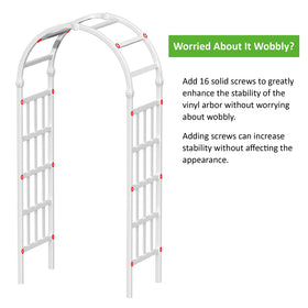 FENCETECH vinyl arbor includes ground anchors for stability