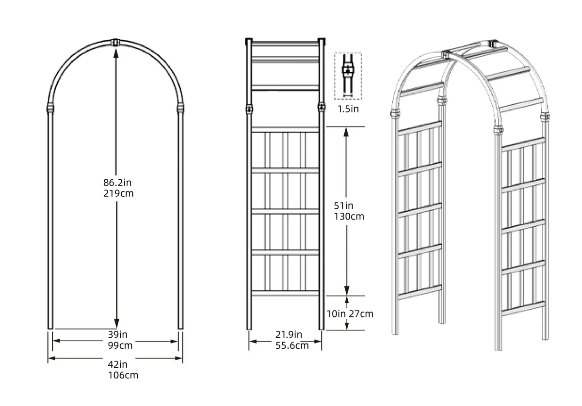 FENCETECH arbor lattice side panels guiding climbing plants