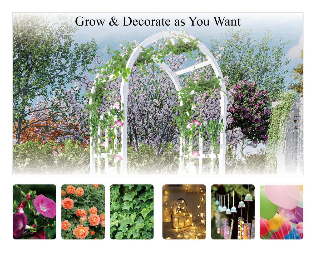 FENCETECH No-Dig vinyl arbor creates an inviting garden entrance