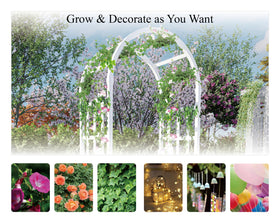 FENCETECH No-Dig vinyl arbor creates an inviting garden entrance