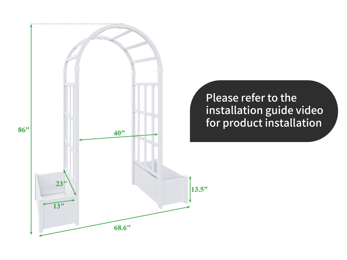 FENCETECH No-Dig vinyl arbor trellis supporting climbing plants