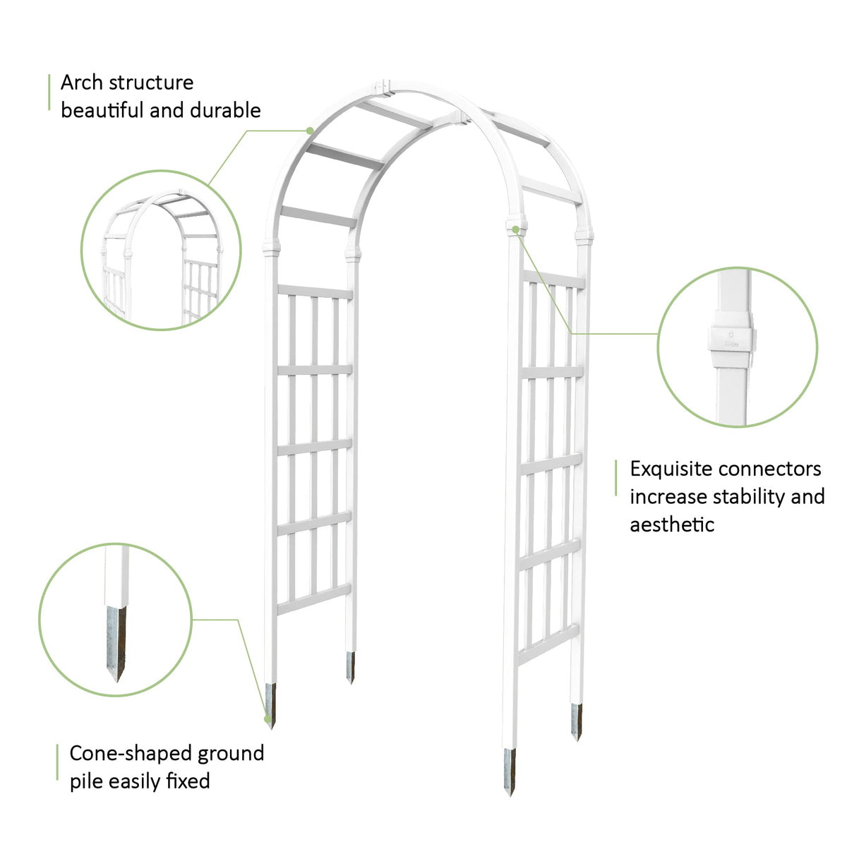 FENCETECH vinyl arbor overhead arch design with open space for growth
