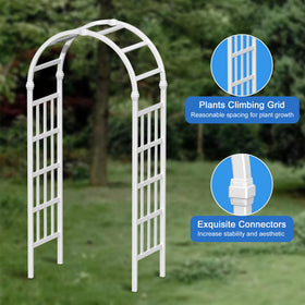FENCETECH white vinyl garden arch entry, clean and decorative