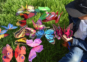 Fenely butterfly stake shows multi-angle wings for dynamic garden displays.