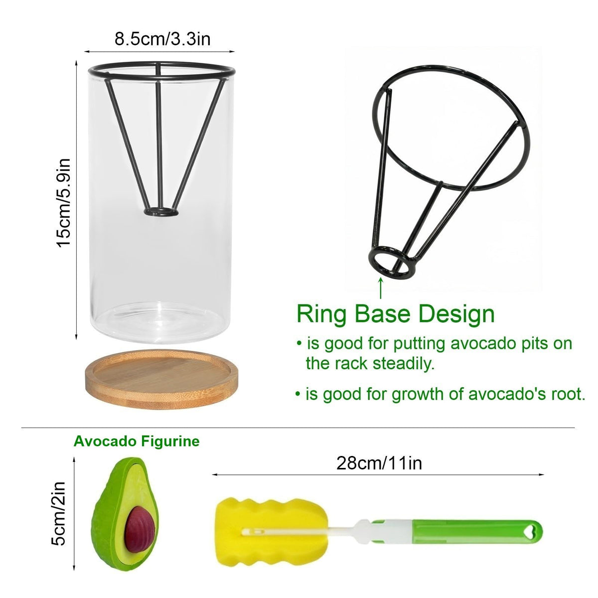 FENGSHOUNIAN bamboo base supports the elegant avocado vase display.