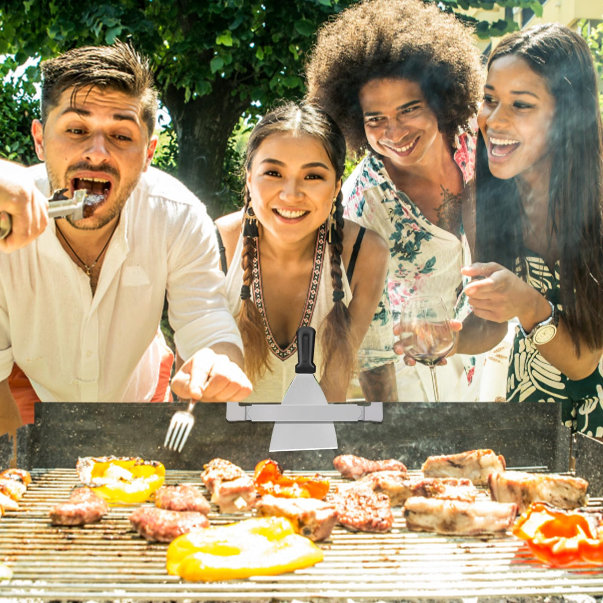 FENGWANGLI silver grill tool holder on-grill keeps tools tidy during cooking