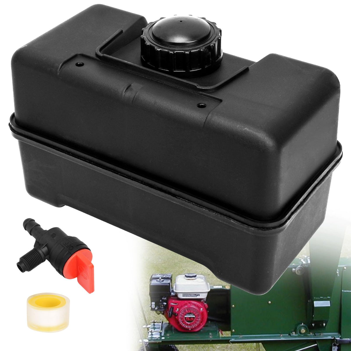 Fennoral 691993 fuel tank with remote mounting for B&S engines used in lawn care.