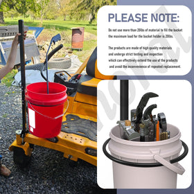 Fennoral 5-gallon bucket bracket lets you transport yard waste efficiently.