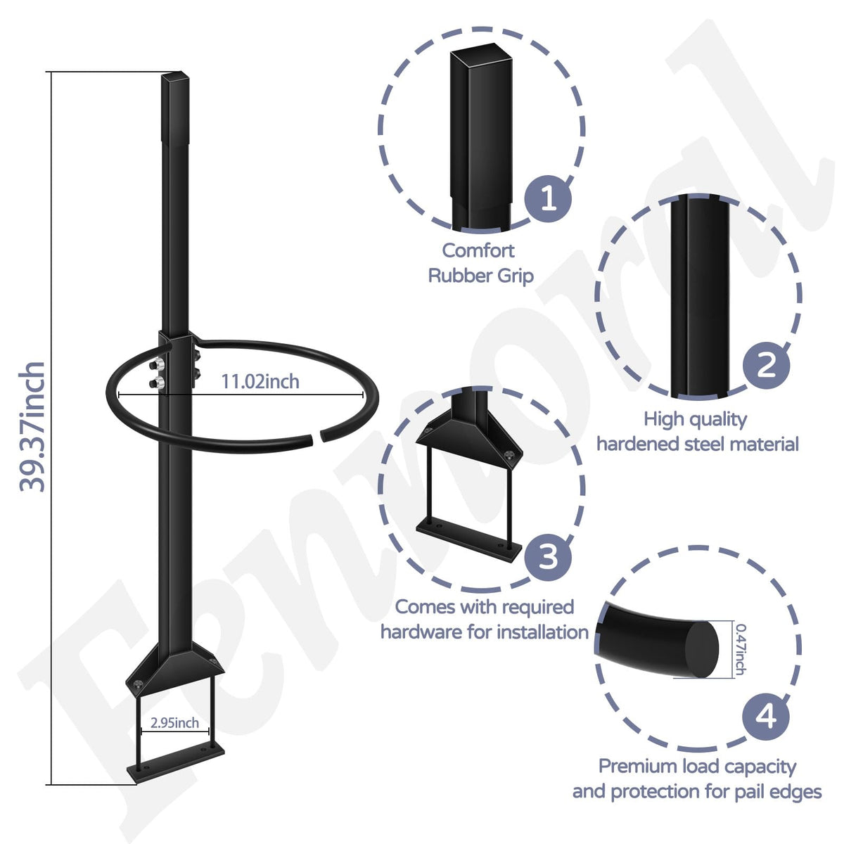 Fennoral easy-installation design avoids drilling for quick setup.