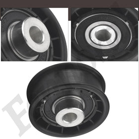Fennoral flat idler pulley installation-ready angle view for quick swap.