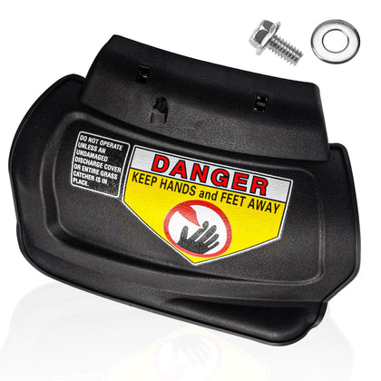 Fennoral hinged mulch plug closeup shows sturdy hinge for secure fit on MTD and Troy-Bilt