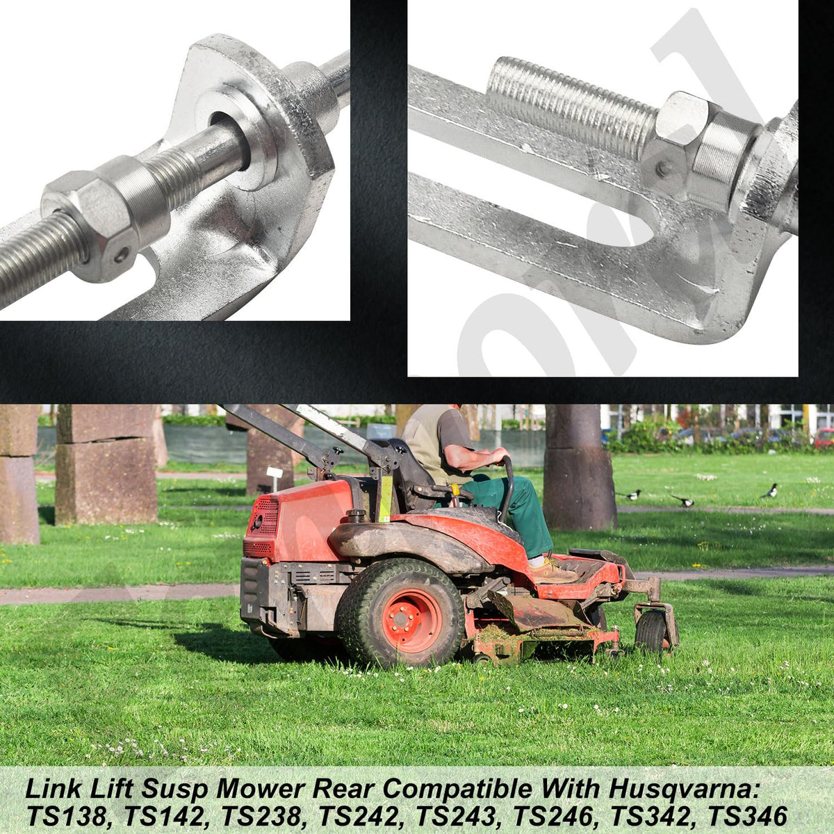Fennoral Husqvarna-compatible deck lift link: fits many Husqvarna mowers for reliable lift.