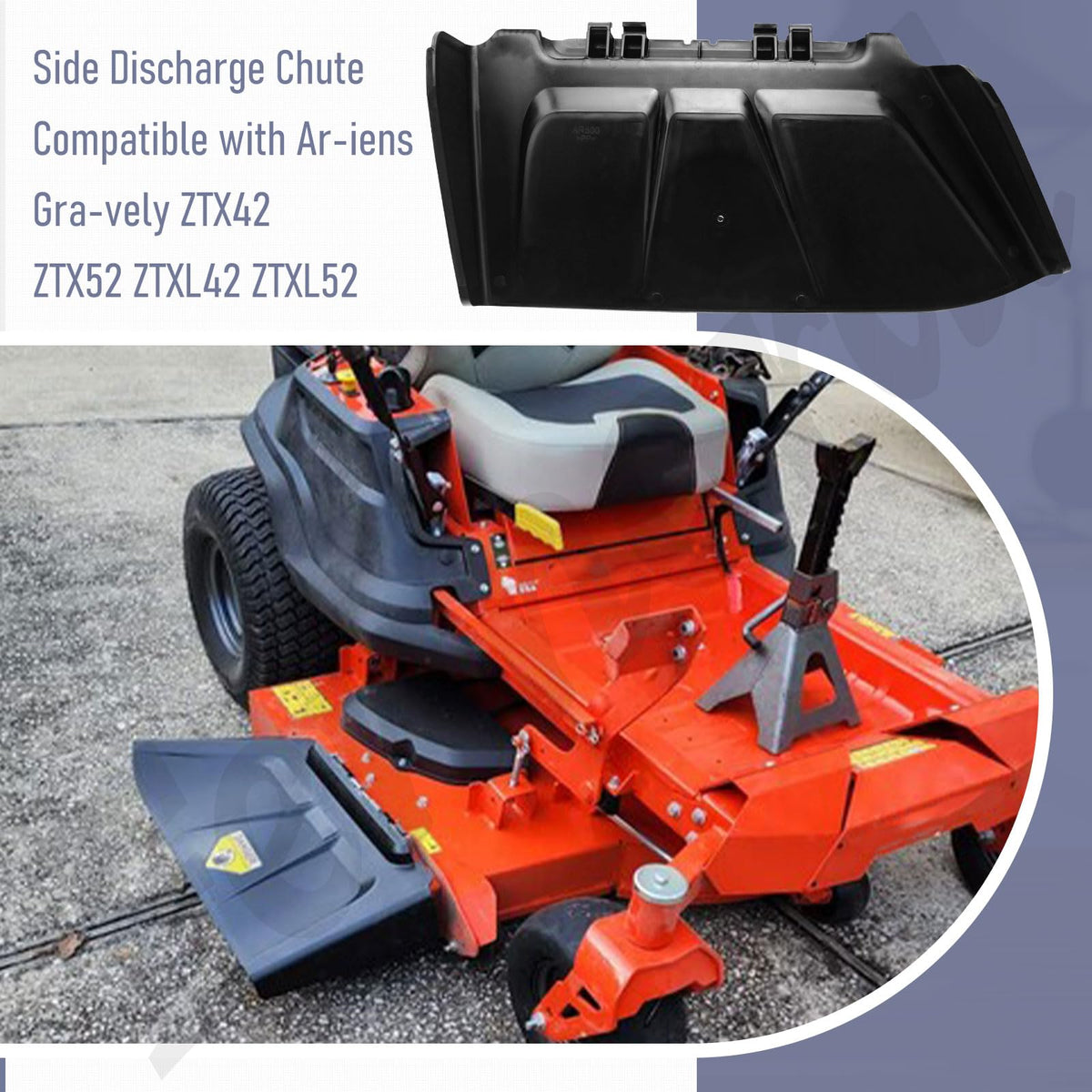 Fennoral side discharge chute for ZTX52 series, smooth grass ejection