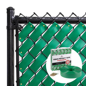 Fenpro emerald-green tape covering fence area with 40sqft visibility