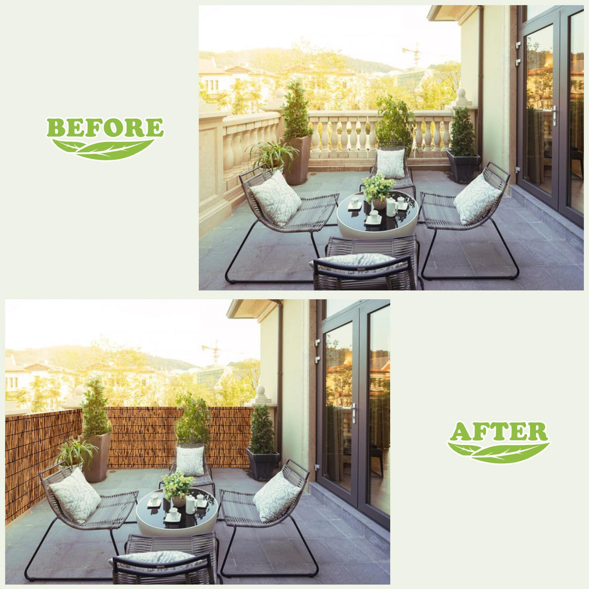 Fenrunxu outdoor shade solution reduces sun heat for a cooler seating area.