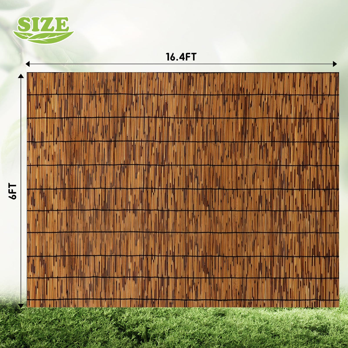 Fenrunxu brown bamboo screen providing balcony privacy without blocking light.