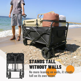 FENSMILE collapsible wagon folded for compact storage in a car trunk