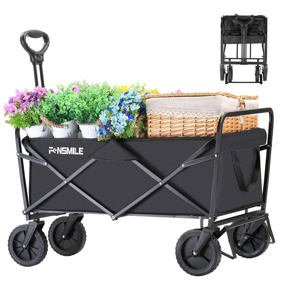 FENSMILE collapsible wagon unfolded for easy transport of gear and supplies