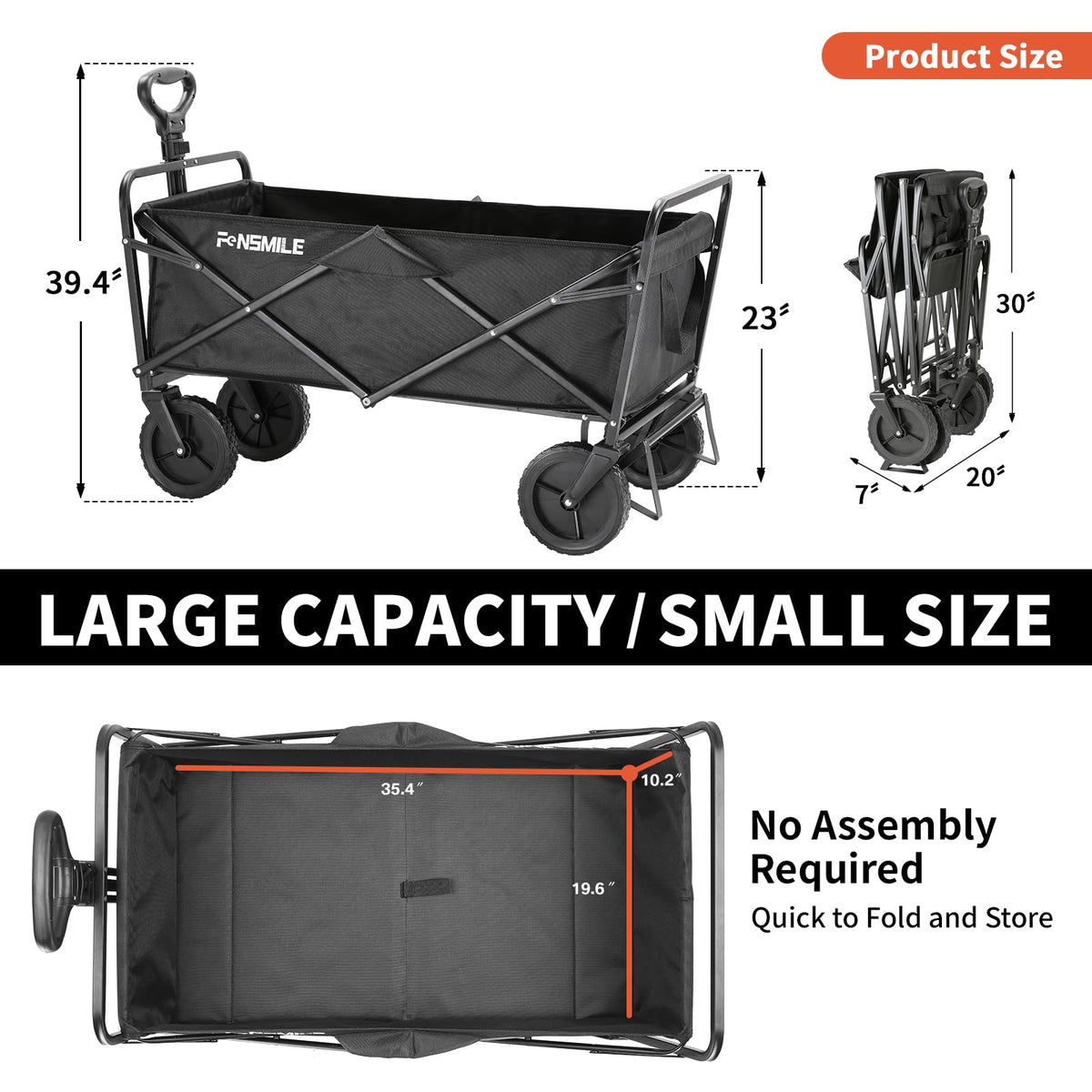 FENSMILE wagon fits in a car trunk for easy transport