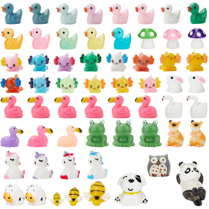 Fensong mini resin animal figurines in a clear box for organized projects.