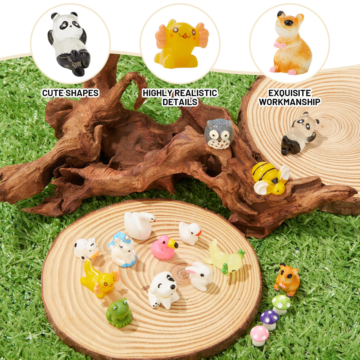 Fensong multicolor resin ducks brighten tiny diorama setups.