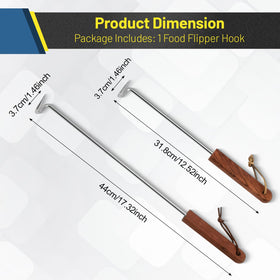 Fenteer BBQ Meat Turner Hook closeup showcases sturdy stainless steel and rust resistance.