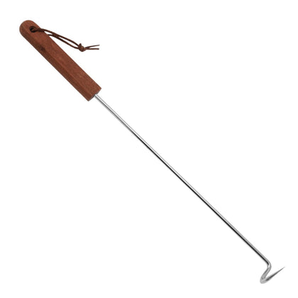 Fenteer BBQ Meat Turner Hook side view showing durable stainless steel for easy flipping.