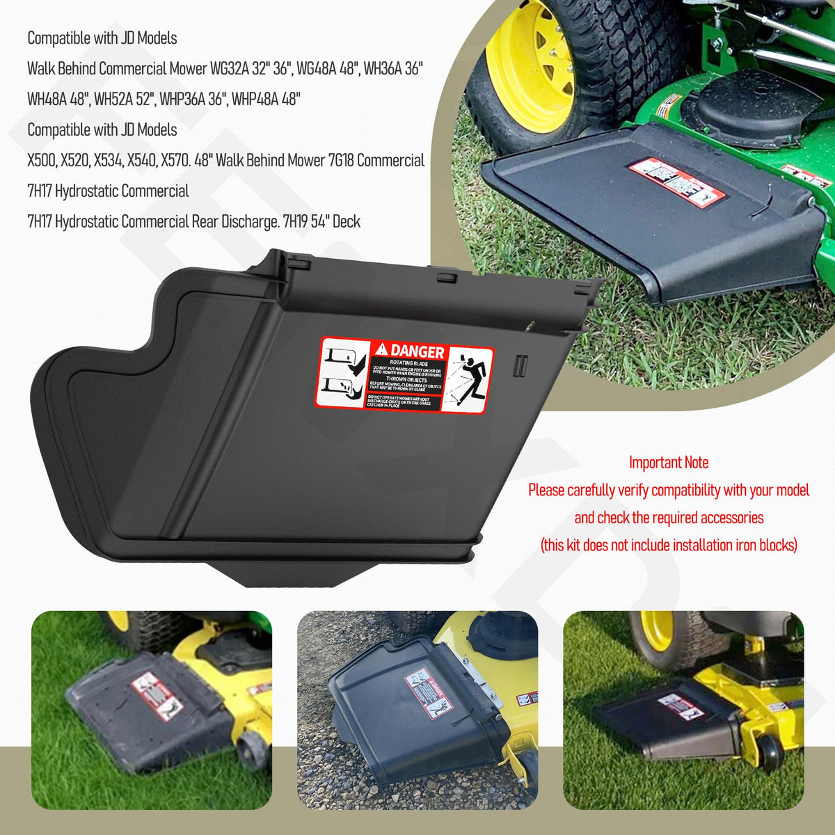 FENXDN 54-inch deck side chute compatible with JD models