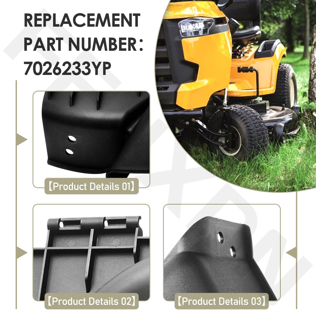 Closeup view of the 7026233YP chute highlighting rugged build and durability