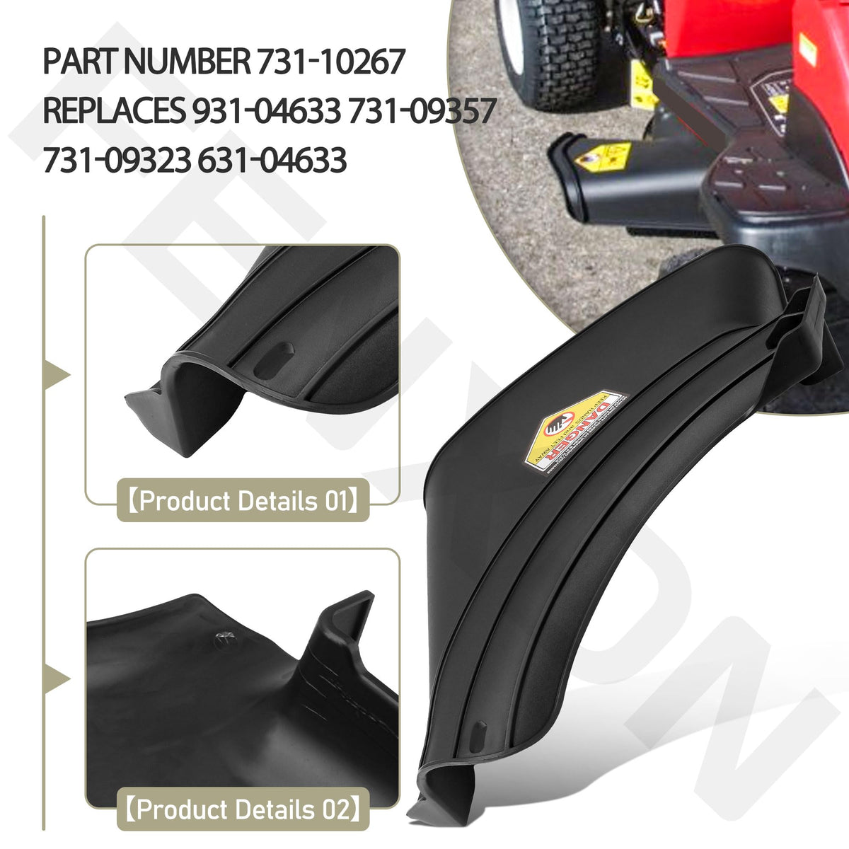 FENXDN discharge chute side view on TB30R demonstrates quick mounting