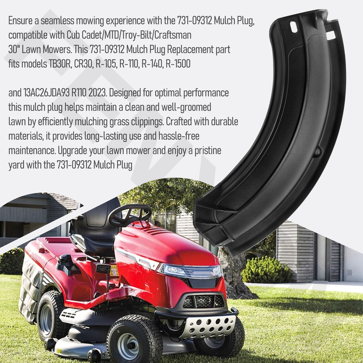 FENXDN mulch plug for Craftsman 30-inch units promotes efficient clippings processing