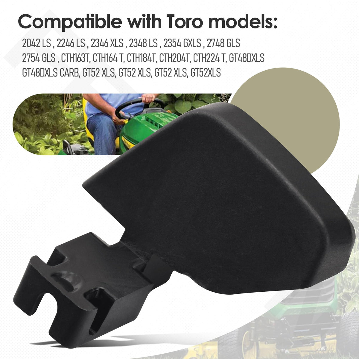 FENXDN parking brake handle installed on a lawn tractor for direct-fit replacement