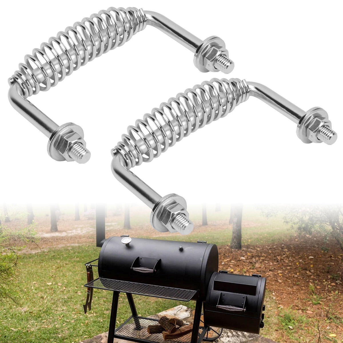 FENXDN spring handle with 5-3/8-inch shaft and 1/2-inch rod for grilling grip.
