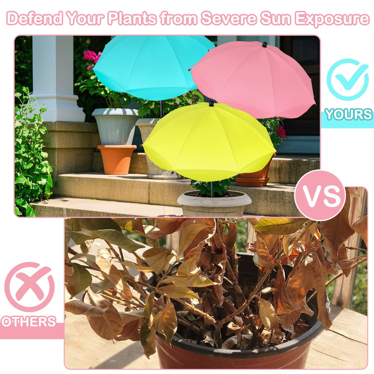 Feoang adjustable-angle handle enables precise shade over garden beds.