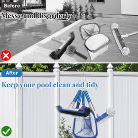 Feoang aluminum pool tool holder resists rust for long season use.