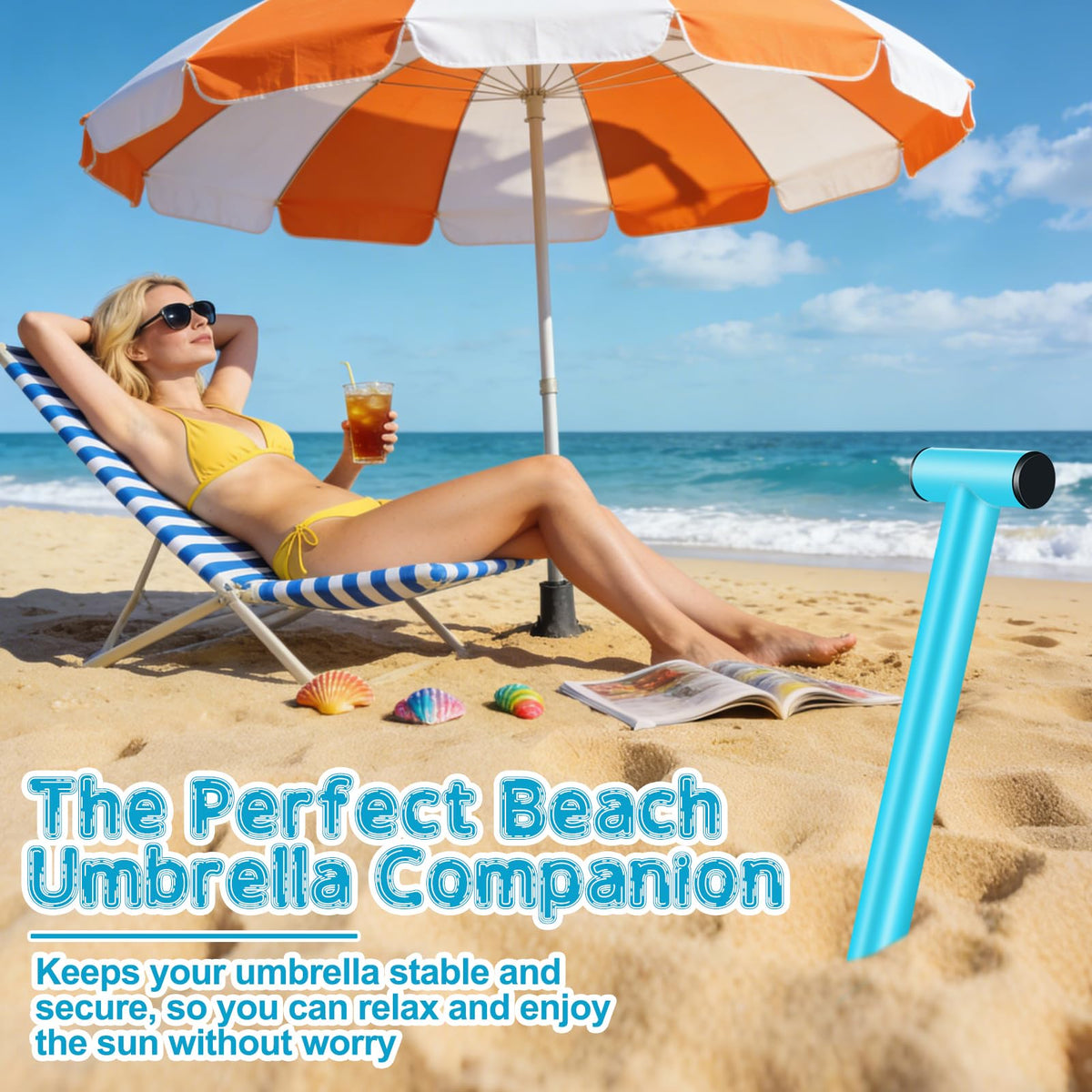 Feoang easy-use no-tools-required design simplifies beach shade setup.